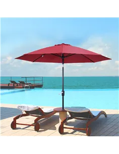 Outsunny 2.7M Garden Parasol Umbrella with Glass Fibre Ribs and Aluminium Frame, Tilting Sun Shade Shelter Canopy, Wine Red 2