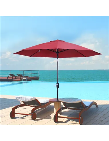Outsunny 2.7M Garden Parasol Umbrella with Glass Fibre Ribs and Aluminium Frame, Tilting Sun Shade Shelter Canopy, Wine Red
