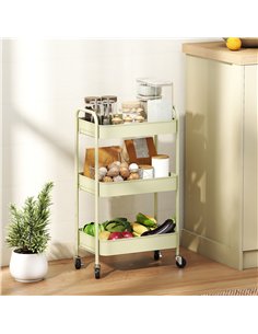 HOMCOM Three-Tier Steel Storage Trolley - Green 2