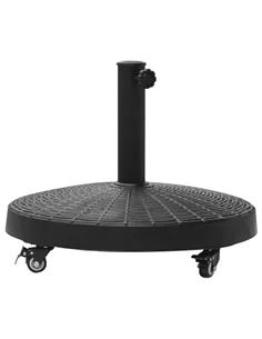 Outsunny 22.7kg Resin Patio Parasol Base Umbrella Stand Weight Deck Garden Sunshade Holder Round w/ Wheels Brakes Outdoor