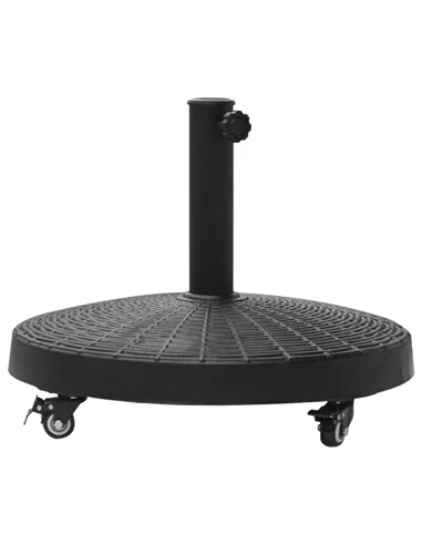 Outsunny 22.7kg Resin Patio Parasol Base Umbrella Stand Weight Deck Garden Sunshade Holder Round w/ Wheels Brakes Outdoor