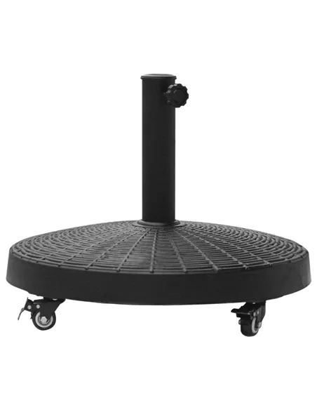 Outsunny 22.7kg Resin Patio Parasol Base Umbrella Stand Weight Deck Garden Sunshade Holder Round w/ Wheels Brakes Outdoor