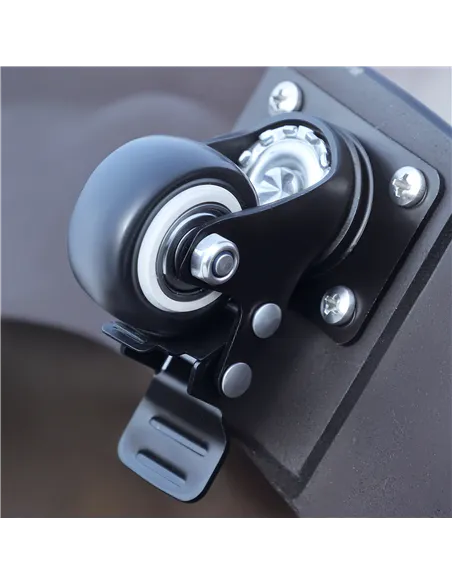 Outsunny 22.7kg Resin Patio Parasol Base Umbrella Stand Weight Deck Garden Sunshade Holder Round w/ Wheels Brakes Outdoor