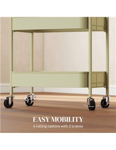 HOMCOM Three-Tier Steel Storage Trolley - Green