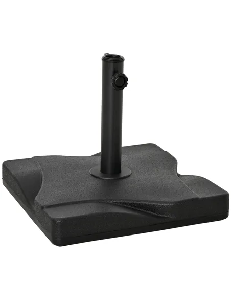 Outsunny 20kg Square Parasol Base Outdoor Garden Cement Umbrella Weight Stand Holder, Fits Φ32mm,Φ38mm,Φ48mm Pole - Black