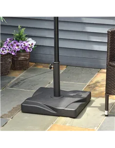 Outsunny 20kg Square Parasol Base Outdoor Garden Cement Umbrella Weight Stand Holder, Fits Φ32mm,Φ38mm,Φ48mm Pole - Black 2