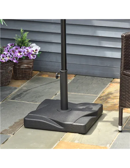 Outsunny 20kg Square Parasol Base Outdoor Garden Cement Umbrella Weight Stand Holder, Fits Φ32mm,Φ38mm,Φ48mm Pole - Black