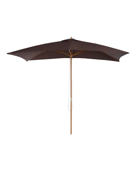 Outsunny 2 x 3m Wooden Garden Parasol Umbrella Outdoor Sun Shade Canopy, Dark Coffee