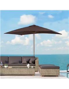 Outsunny 2 x 3m Wooden Garden Parasol Umbrella Outdoor Sun Shade Canopy, Dark Coffee 2