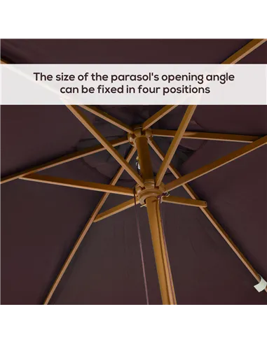 Outsunny 2 x 3m Wooden Garden Parasol Umbrella Outdoor Sun Shade Canopy, Dark Coffee