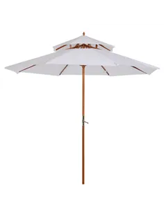 Outsunny 2.7m Elegant Wooden Frame Parasol Umbrella - White