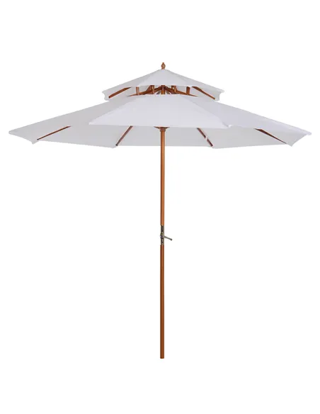 Outsunny 2.7m Elegant Wooden Frame Parasol Umbrella - White