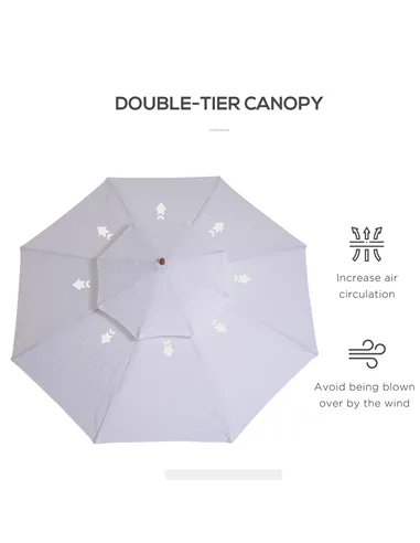 Outsunny 2.7m Elegant Wooden Frame Parasol Umbrella - White