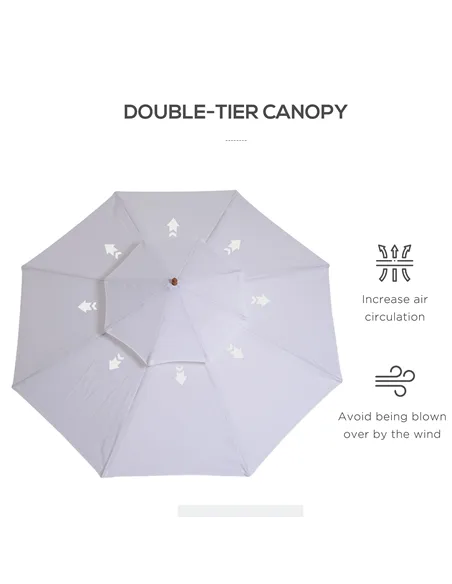 Outsunny 2.7m Elegant Wooden Frame Parasol Umbrella - White