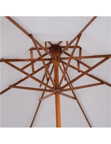 Outsunny 2.7m Elegant Wooden Frame Parasol Umbrella - White