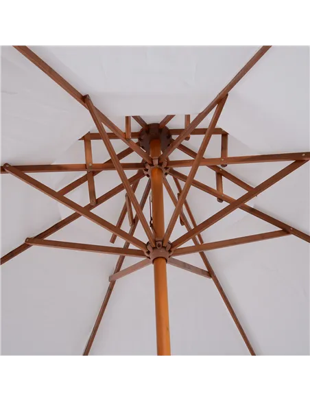 Outsunny 2.7m Elegant Wooden Frame Parasol Umbrella - White