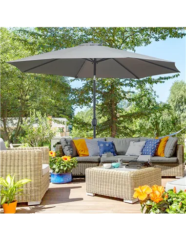 Outsunny 3(m) Tilting Parasol Garden Umbrellas, Outdoor Sun Shade with 8 Ribs, Tilt and Crank Handle for Balcony, Bench, Garden,