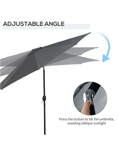 Outsunny 3(m) Tilting Parasol Garden Umbrellas, Outdoor Sun Shade with 8 Ribs, Tilt and Crank Handle for Balcony, Bench, Garden,