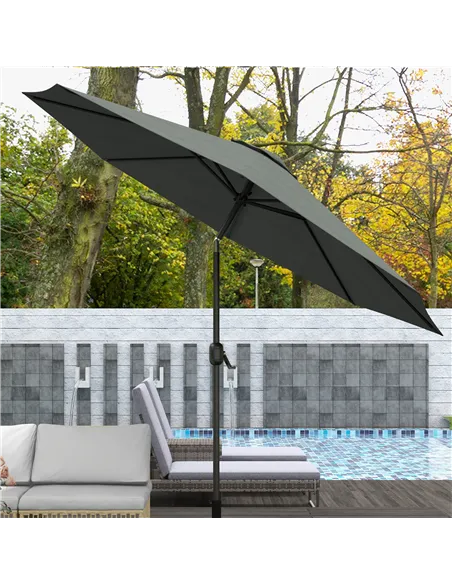 Outsunny 3(m) Tilting Parasol Garden Umbrellas, Outdoor Sun Shade with 8 Ribs, Tilt and Crank Handle for Balcony, Bench, Garden,