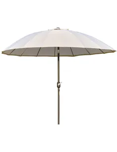 Outsunny 2.5m Shanghai Garden Parasol Umbrella with Crank & Tilt, Adjustable Outdoor Sun Shade, Off-White