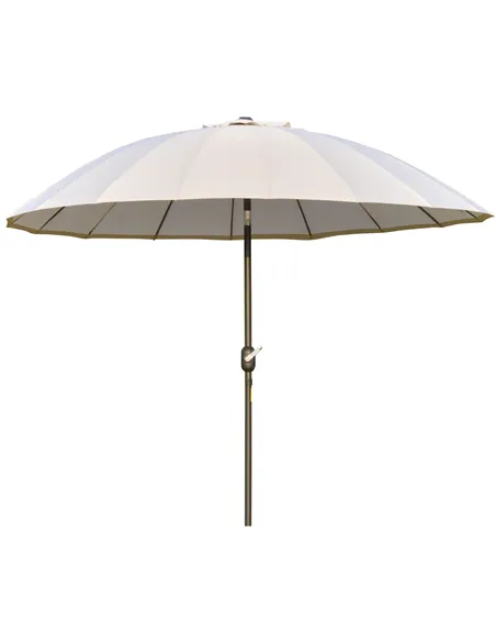 Outsunny 2.5m Shanghai Garden Parasol Umbrella with Crank & Tilt, Adjustable Outdoor Sun Shade, Off-White