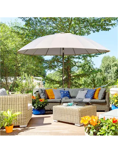 Outsunny 2.5m Shanghai Garden Parasol Umbrella with Crank & Tilt, Adjustable Outdoor Sun Shade, Off-White