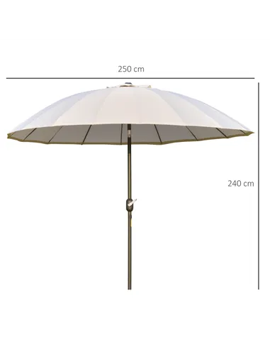 Outsunny 2.5m Shanghai Garden Parasol Umbrella with Crank & Tilt, Adjustable Outdoor Sun Shade, Off-White