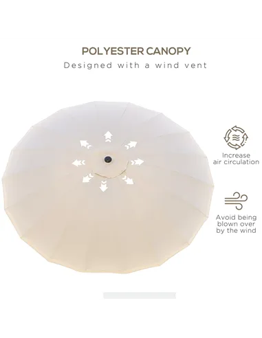 Outsunny 2.5m Shanghai Garden Parasol Umbrella with Crank & Tilt, Adjustable Outdoor Sun Shade, Off-White