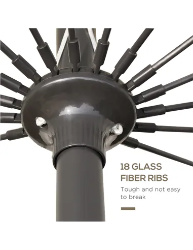 Outsunny 2.5m Shanghai Garden Parasol Umbrella with Crank & Tilt, Adjustable Outdoor Sun Shade, Off-White