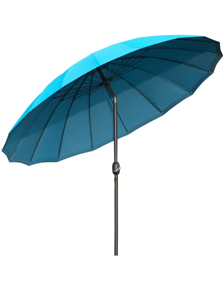 Outsunny 2.5m Shanghai Garden Parasol Umbrella with Crank & Tilt, Adjustable Outdoor Sun Shade, Blue