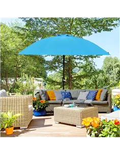 Outsunny 2.5m Shanghai Garden Parasol Umbrella with Crank & Tilt, Adjustable Outdoor Sun Shade, Blue 2