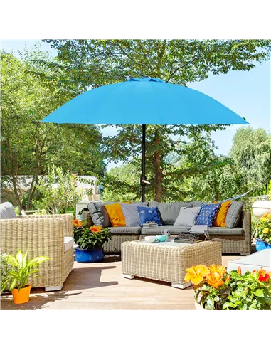 Outsunny 2.5m Shanghai Garden Parasol Umbrella with Crank & Tilt, Adjustable Outdoor Sun Shade, Blue