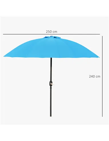 Outsunny 2.5m Shanghai Garden Parasol Umbrella with Crank & Tilt, Adjustable Outdoor Sun Shade, Blue