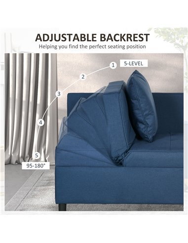 HOMCOM Convertible Single Sofa Bed with Thick Padded Seat, 3-in-1 Multi-Functional Sleeper Chair Bed with Magazine Pocket, for L