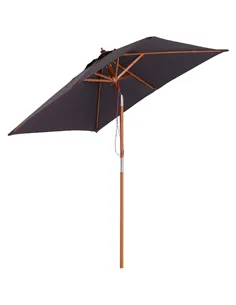 Outsunny 2m x 1.5m Garden Parasol Umbrella with Tilting Sunshade Canopy, Outdoor Market Table Umbrella with Wood and Bamboo Fram