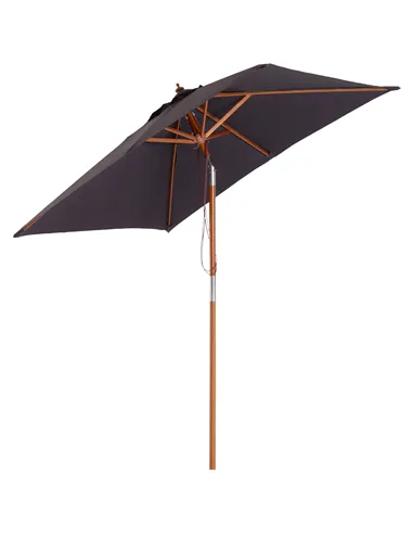 Outsunny 2m x 1.5m Garden Parasol Umbrella with Tilting Sunshade Canopy, Outdoor Market Table Umbrella with Wood and Bamboo Fram