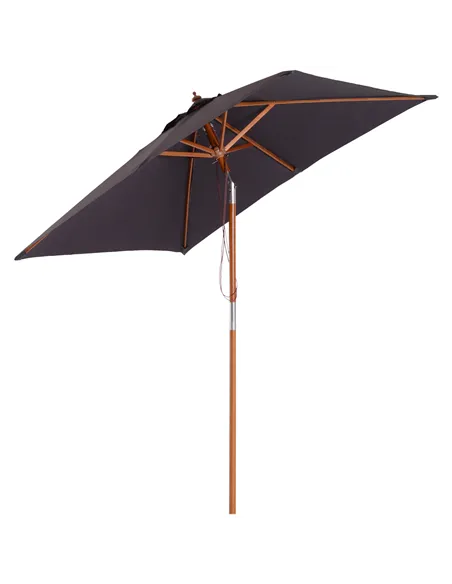 Outsunny 2m x 1.5m Garden Parasol Umbrella with Tilting Sunshade Canopy, Outdoor Market Table Umbrella with Wood and Bamboo Fram