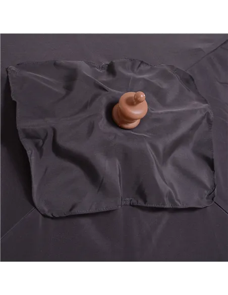 Outsunny 2m x 1.5m Garden Parasol Umbrella with Tilting Sunshade Canopy, Outdoor Market Table Umbrella with Wood and Bamboo Fram