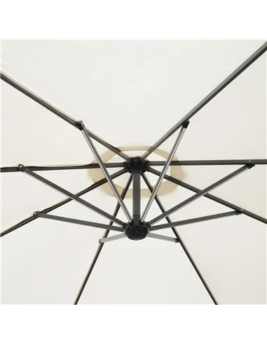 Outsunny Umbrella Parasol W/Solar Powered LED strips, Φ2.95x2.45H m-Cream