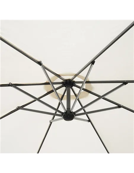 Outsunny Umbrella Parasol W/Solar Powered LED strips, Φ2.95x2.45H m-Cream