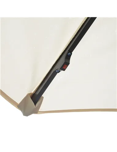 Outsunny Umbrella Parasol W/Solar Powered LED strips, Φ2.95x2.45H m-Cream