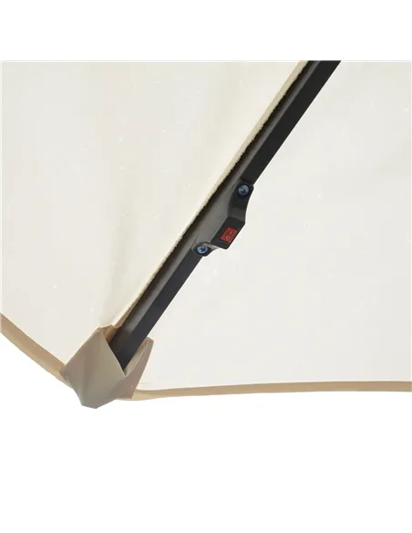 Outsunny Umbrella Parasol W/Solar Powered LED strips, Φ2.95x2.45H m-Cream