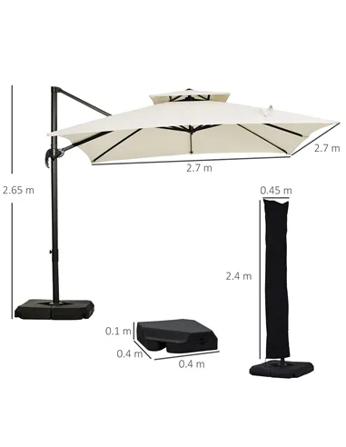 Outsunny Steel Frame Outdoor Roma Cantilever Umbrella