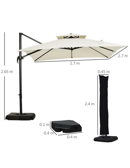 Outsunny Steel Frame Outdoor Roma Cantilever Umbrella