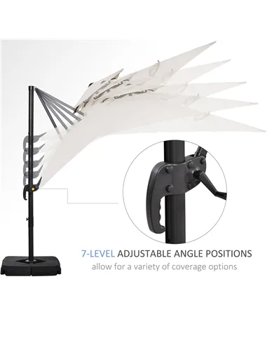 Outsunny Steel Frame Outdoor Roma Cantilever Umbrella