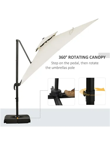 Outsunny Steel Frame Outdoor Roma Cantilever Umbrella