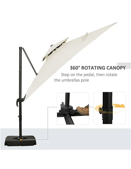 Outsunny Steel Frame Outdoor Roma Cantilever Umbrella