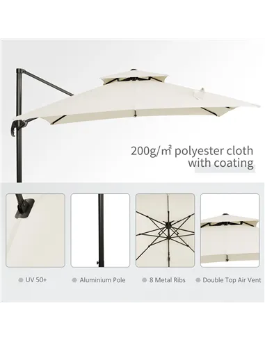 Outsunny Steel Frame Outdoor Roma Cantilever Umbrella