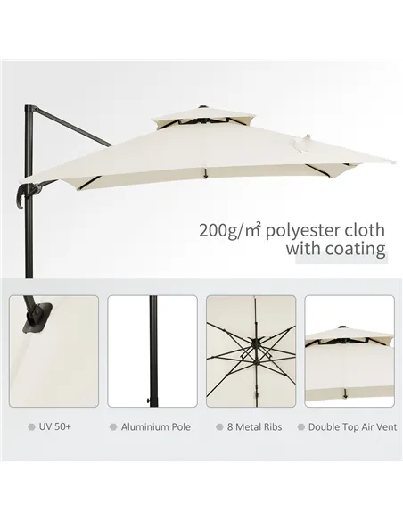 Outsunny Steel Frame Outdoor Roma Cantilever Umbrella