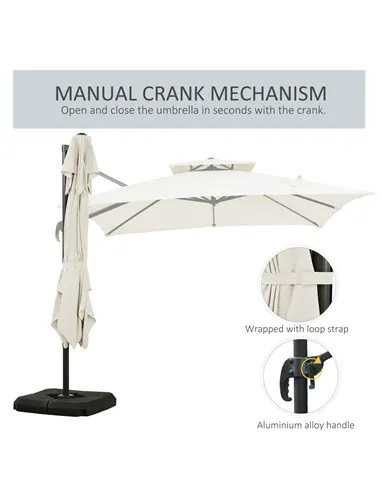 Outsunny Steel Frame Outdoor Roma Cantilever Umbrella